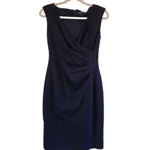 Lauren Ralph Lauren black dress rouched side vneck   size 4